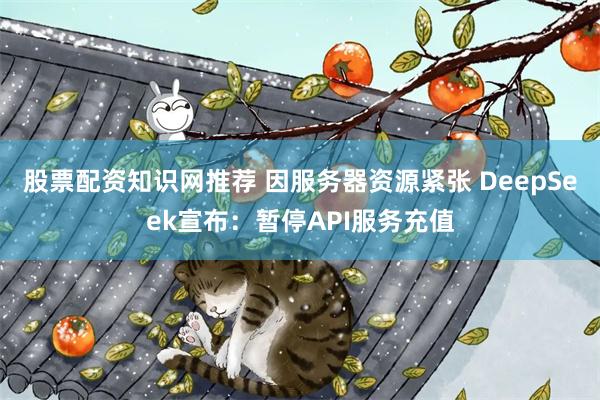 股票配资知识网推荐 因服务器资源紧张 DeepSeek宣布：暂停API服务充值